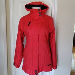 NOMIS Women’s Zip Hooded (faux button) Orangish Jacket – XS